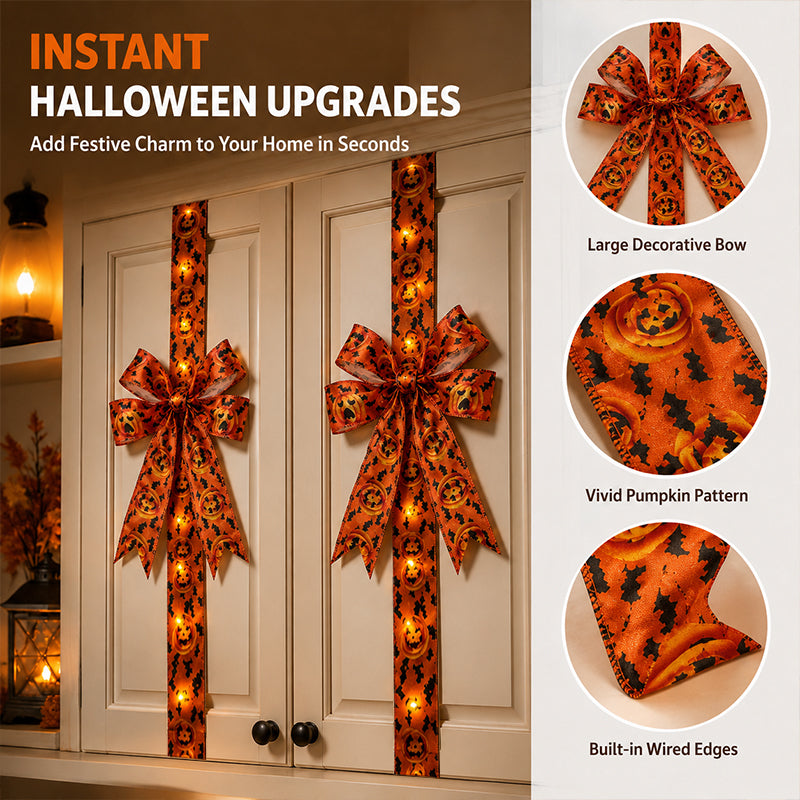 Halloween Pumpkin Ribbon Bow Decoration for Cabinet Doors