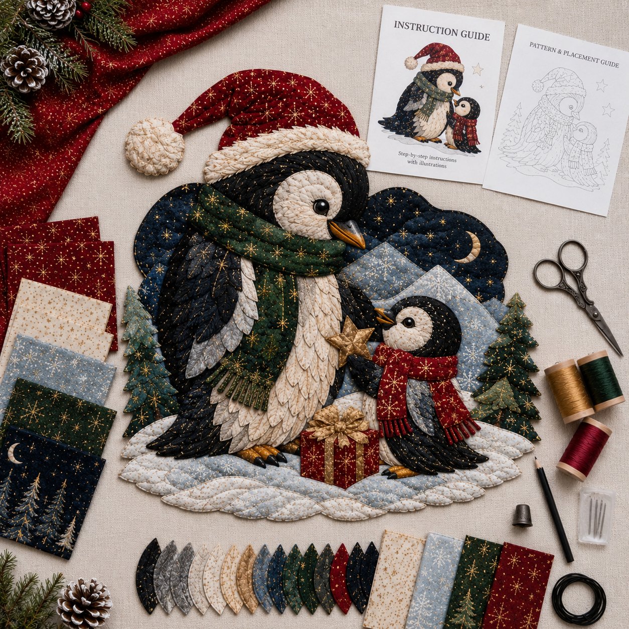 Christmas Woodland Wildlife DIY Layered Fabric Patchwork Kit