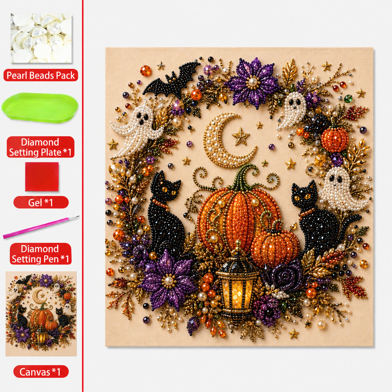 Halloween Pearl Art DIY Kit – Spooky Cute Fall Home Decor Craft