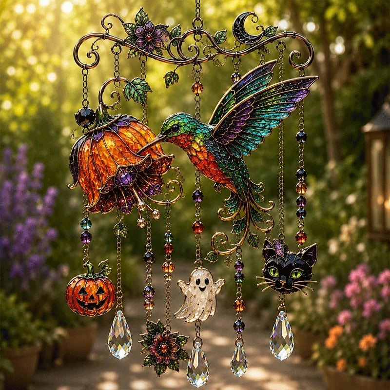 Halloween Stained Glass Suncatcher Wind Chime – 7 Design Options
