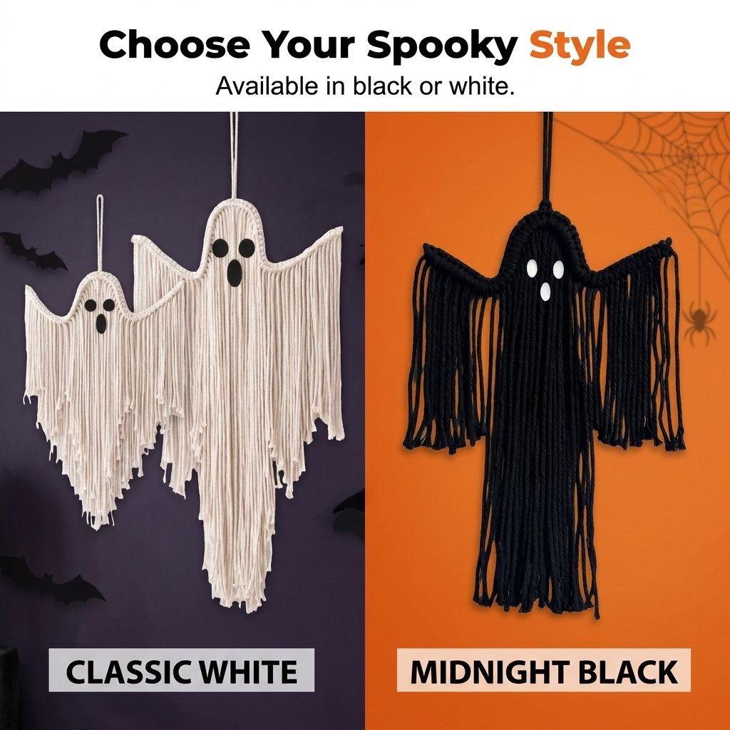 Handcrafted Woven Halloween Ghost Wall Decor, Boho Fall Gift