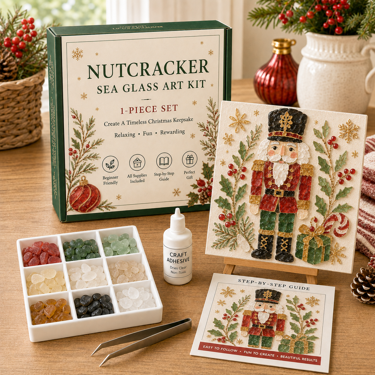 Christmas Sea Glass Art Kit – 8 Beginner-Friendly DIY Designs