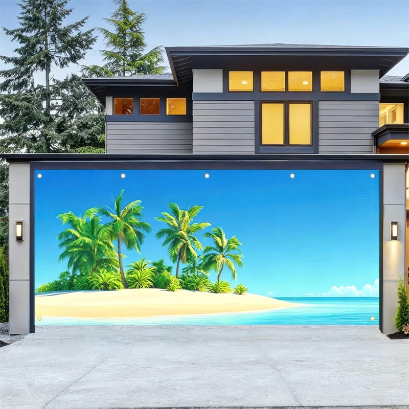 Hawaiian Beach Garage Door Birthday Party Backdrop