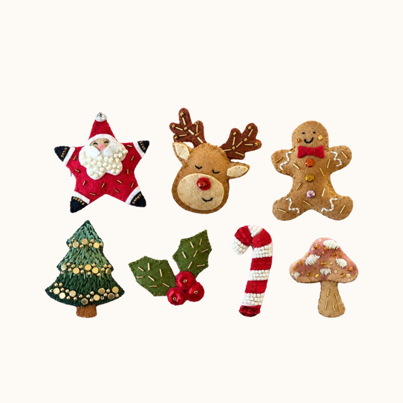 Christmas Felt Embroidery Brooch DIY Kit for Holiday Gifts