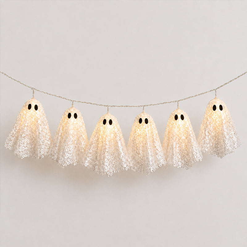 Warm White Halloween Ghost String Lights for Party & Home Decor