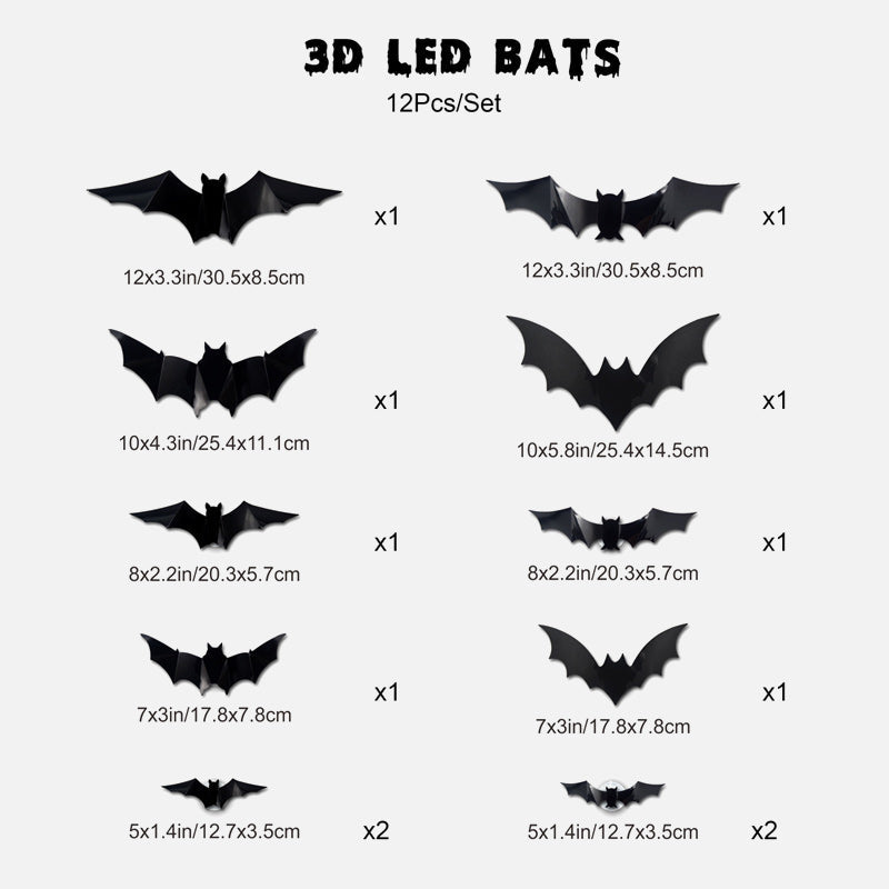 Halloween 3D LED Bat Decor with Purple Glow for Walls & Windows