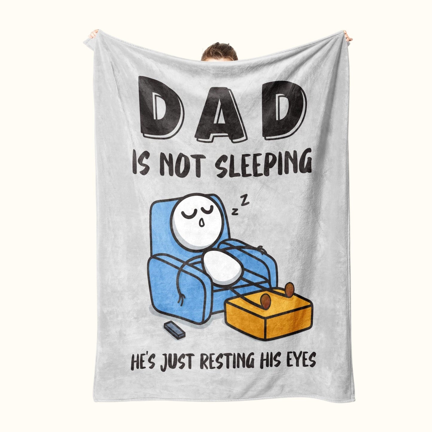 "Dad Is Not Sleeping" Funny Flannel Fleece Throw Blanket