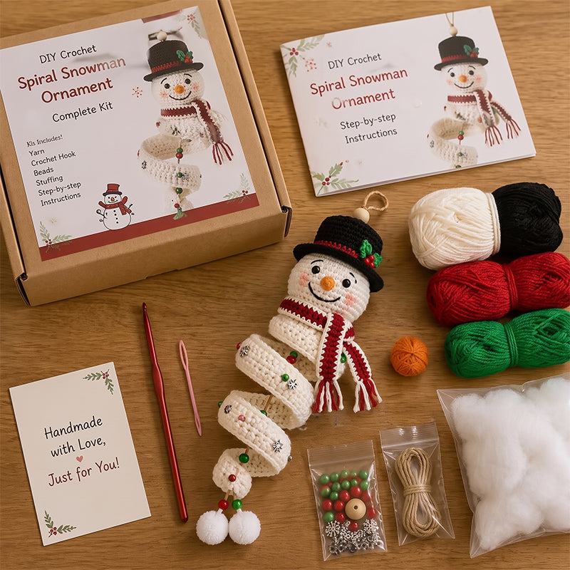 DIY Christmas Spiral Crochet Ornament Kit for Holiday Gifts