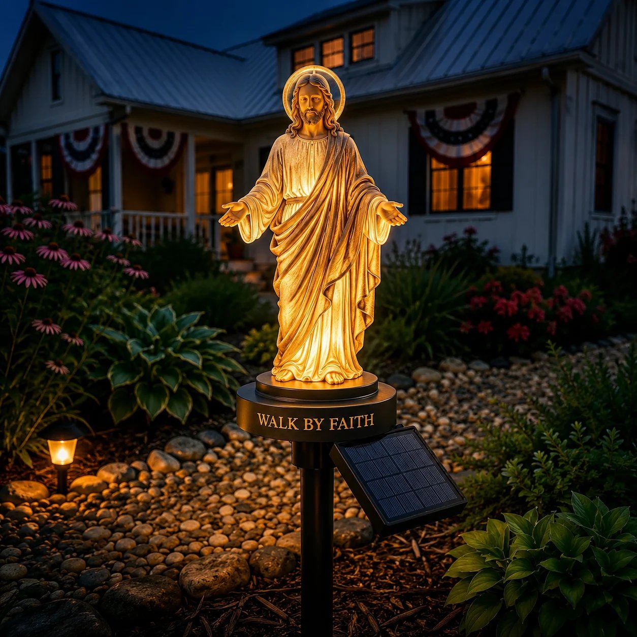 Walk by Faith Solar Jesus Garden Light – Christian Gift