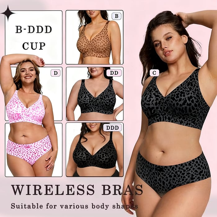 🏆LAST DAY SALE 46% OFF 🔥Super Firming Leopard Print Jelly Bra | Women Wirefree Bras 👍No More Sagging Breasts