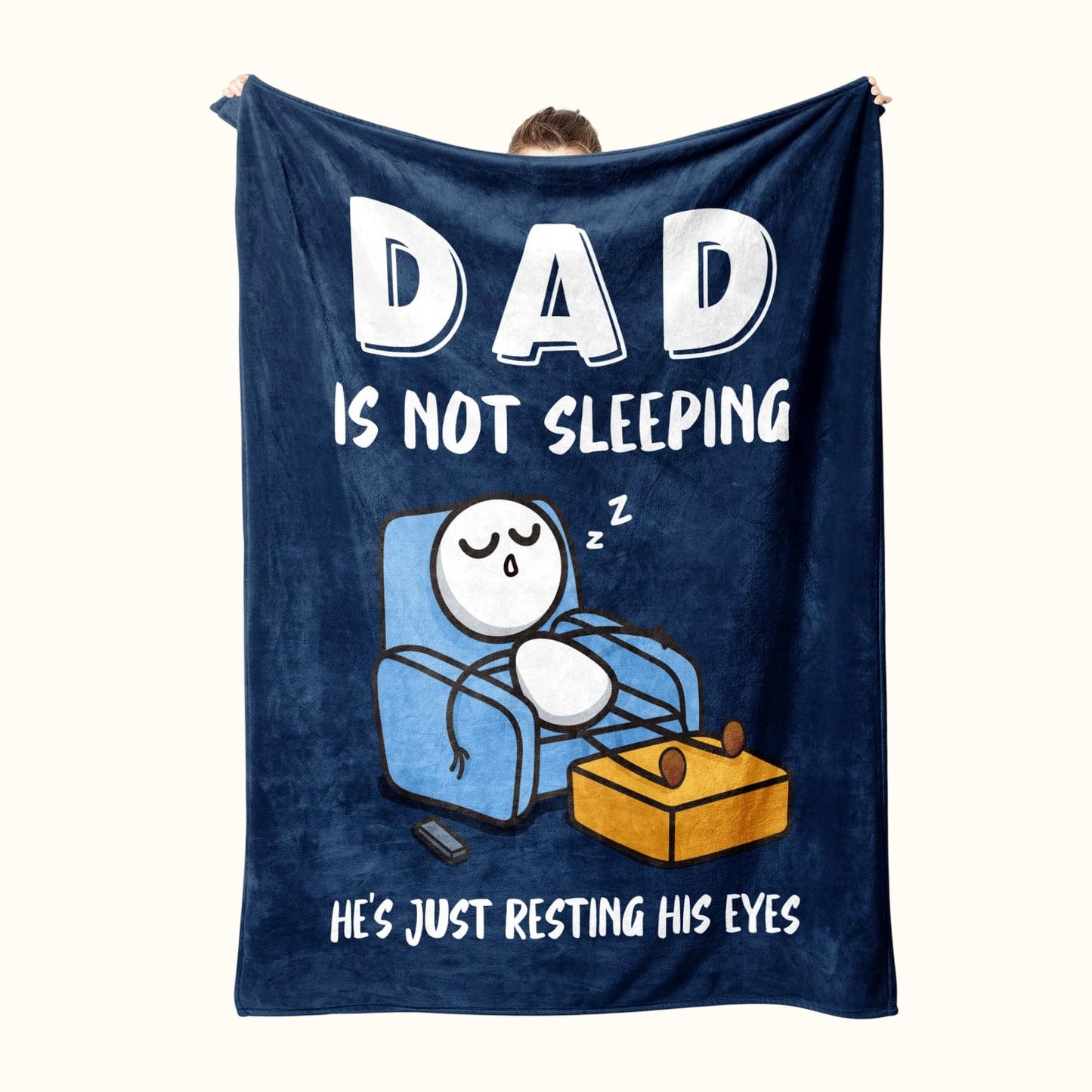 "Dad Is Not Sleeping" Funny Flannel Fleece Throw Blanket