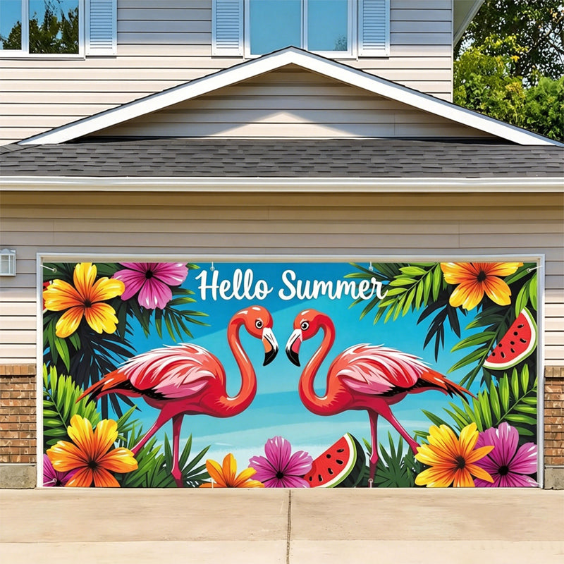 Hawaiian Beach Garage Door Birthday Party Backdrop