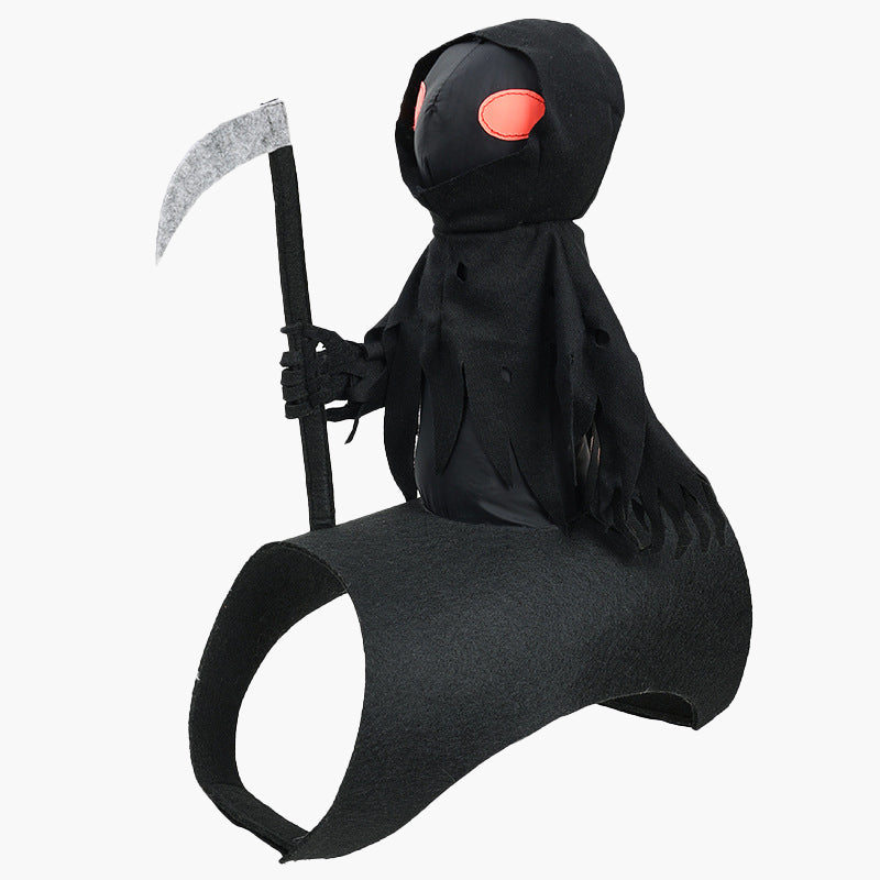 Halloween Cat Grim Reaper Cloak Costume with Mini Scythe