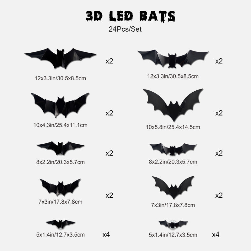 Halloween 3D LED Bat Decor with Purple Glow for Walls & Windows
