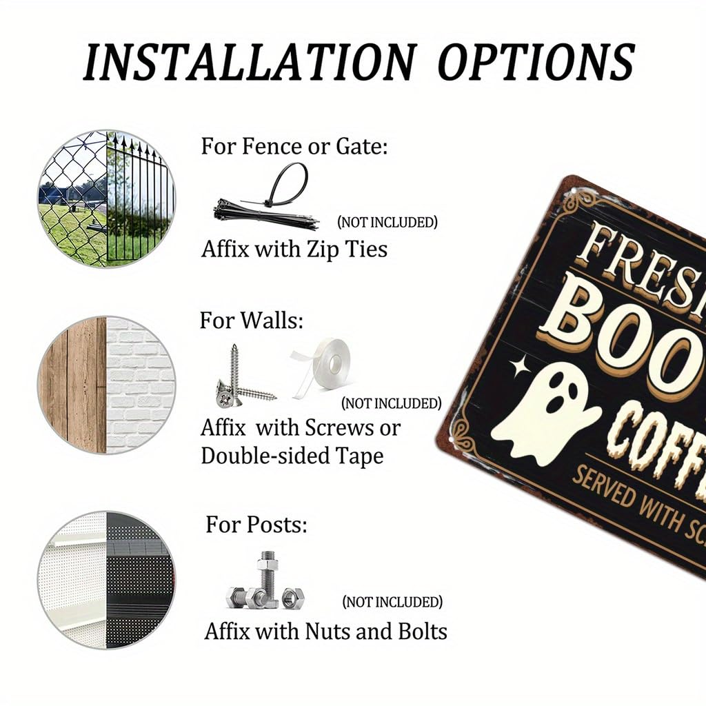 Freshly Boo'd Coffee Halloween Tin Sign for Kitchen Wall Decor