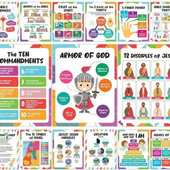 Hadley Designs 9-Pack Christian Posters for Kids (11x14")