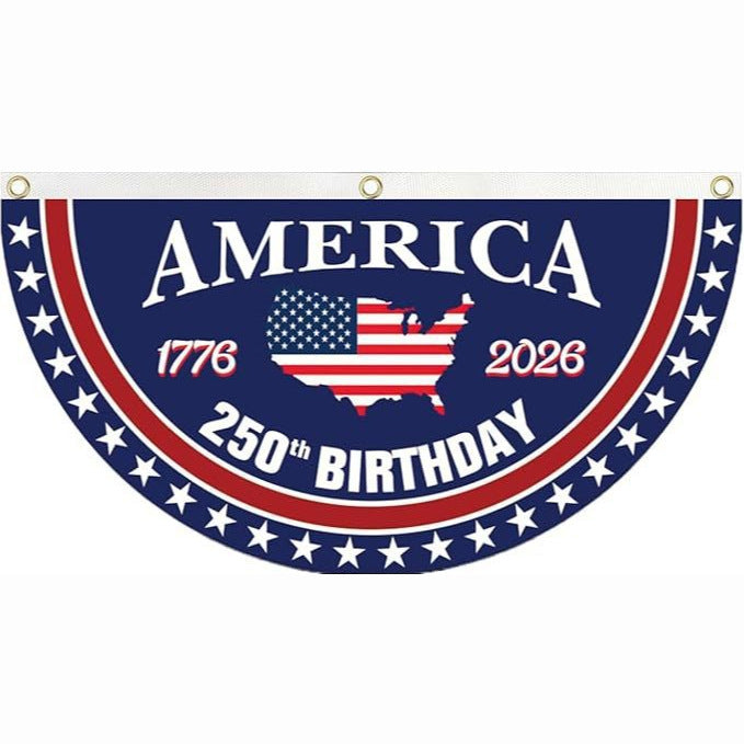 250th Anniversary USA Fan Flag Banner | Polyester Hanging Decor