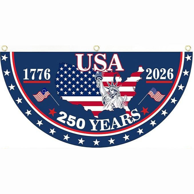 250th Anniversary USA Fan Flag Banner | Polyester Hanging Decor