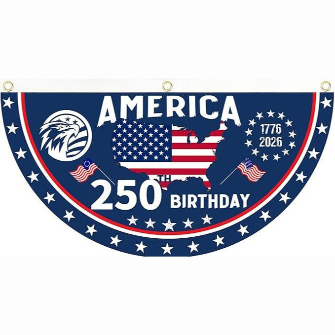 250th Anniversary USA Fan Flag Banner | Polyester Hanging Decor