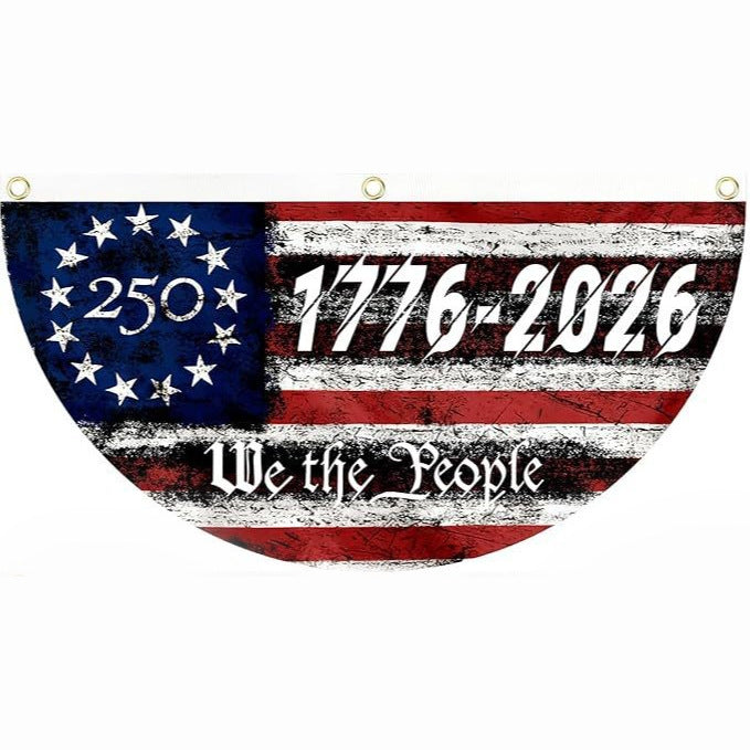 250th Anniversary USA Fan Flag Banner | Polyester Hanging Decor