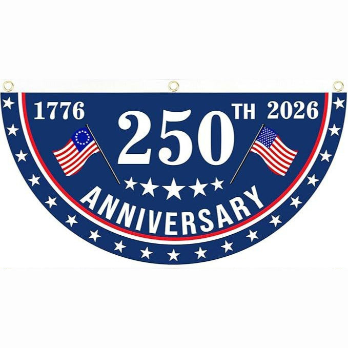250th Anniversary USA Fan Flag Banner | Polyester Hanging Decor