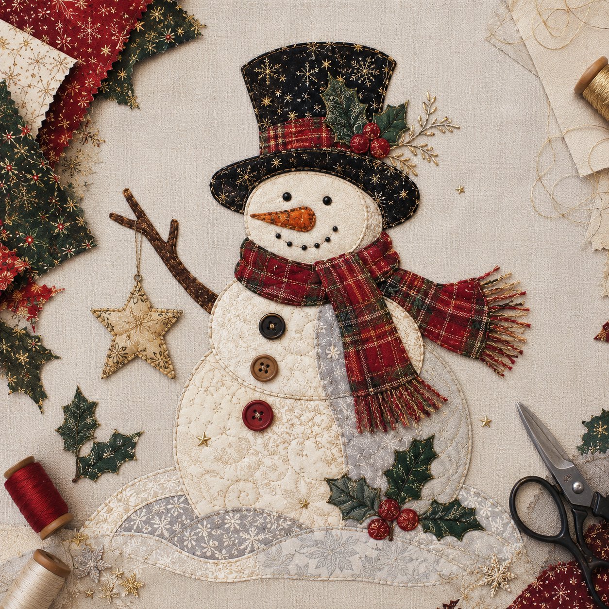 Christmas Patchwork Fabric DIY Decor Kit – 10 Festive Designs