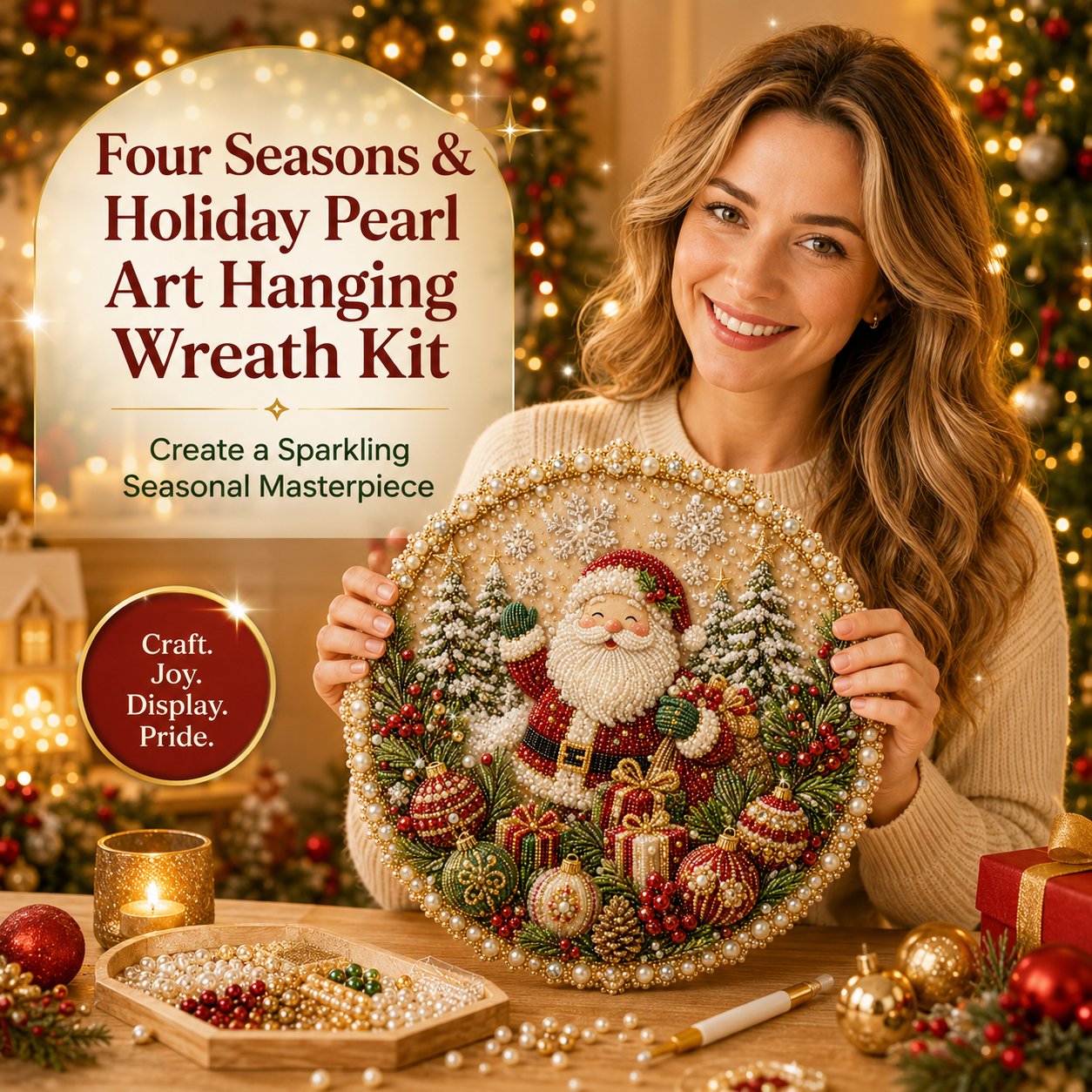 Four Seasons DIY Pearl Art Hanging Wreath Kit & Craft Gift