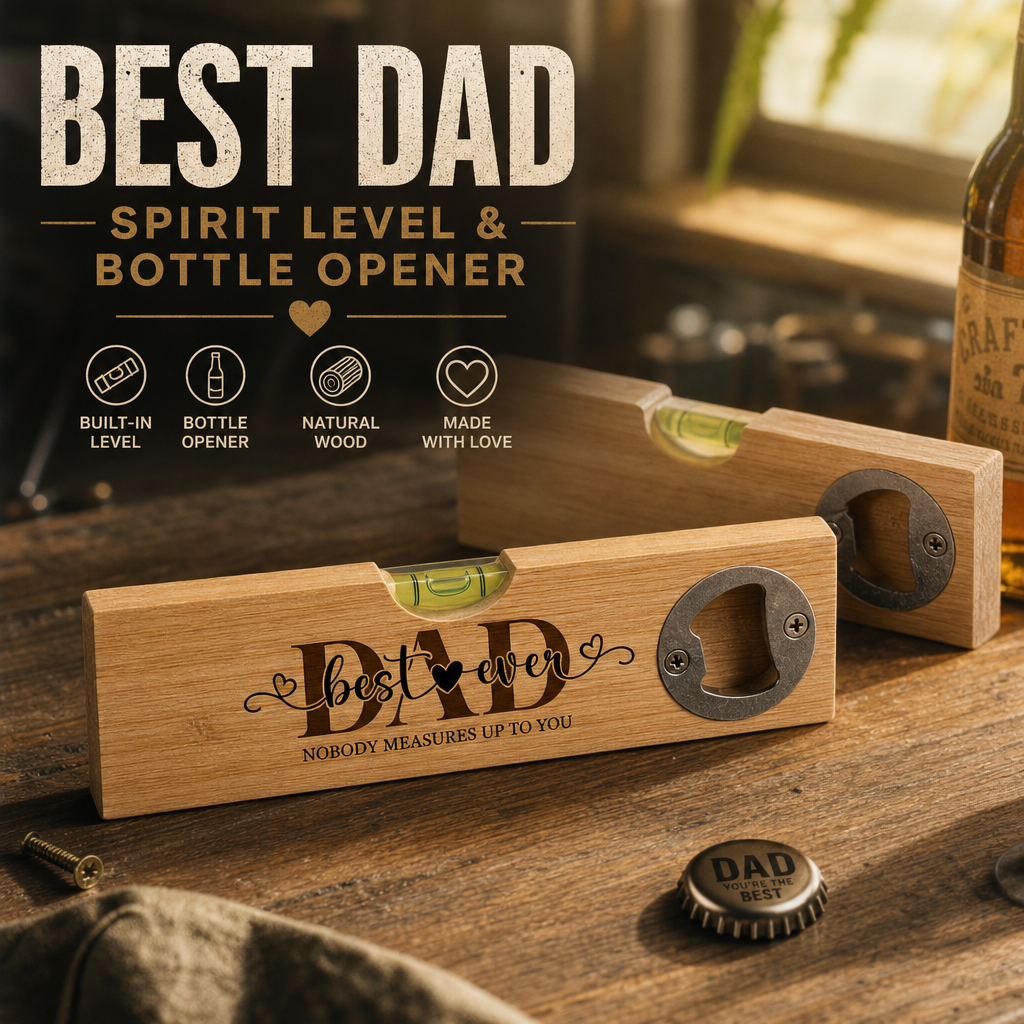 Bamboo Wooden Level Bottle Opener - Gift for Dad