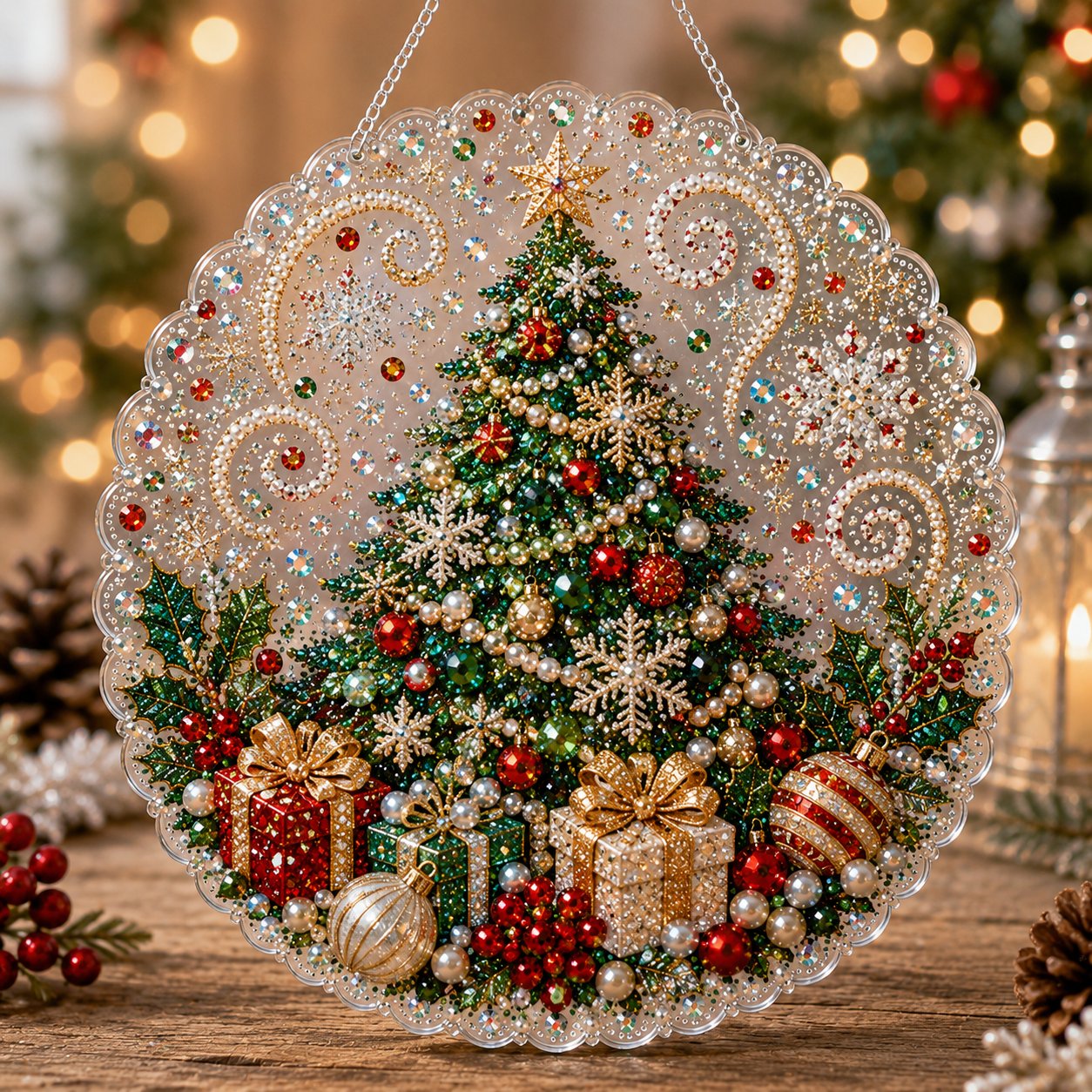 DIY Christmas Pearl Diamond Art Ornament Kit for Holiday Decor