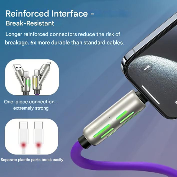 ⏰4-in-1 USB charging cable, fast charging, MAX. 60 W