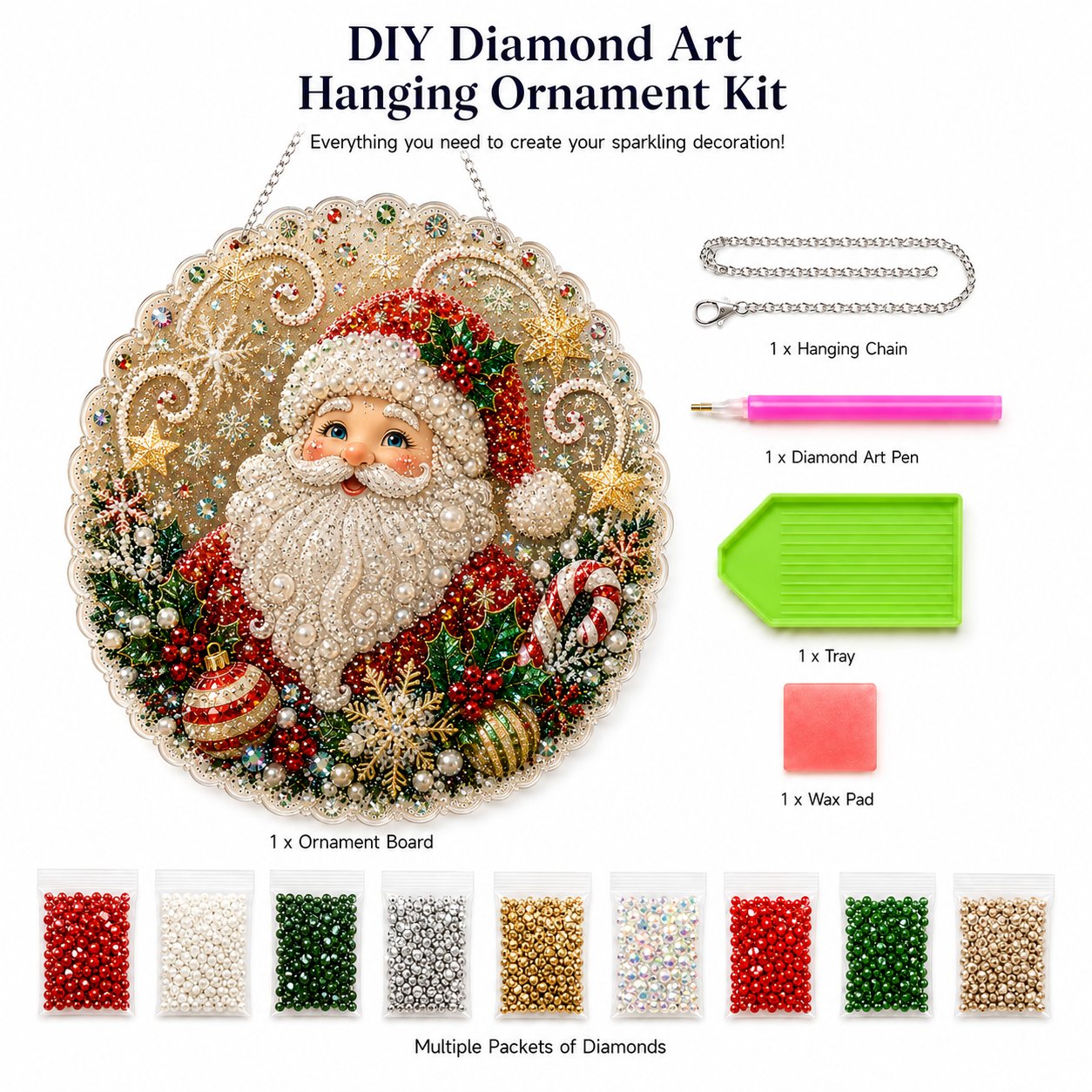 DIY Christmas Pearl Diamond Art Ornament Kit for Holiday Decor