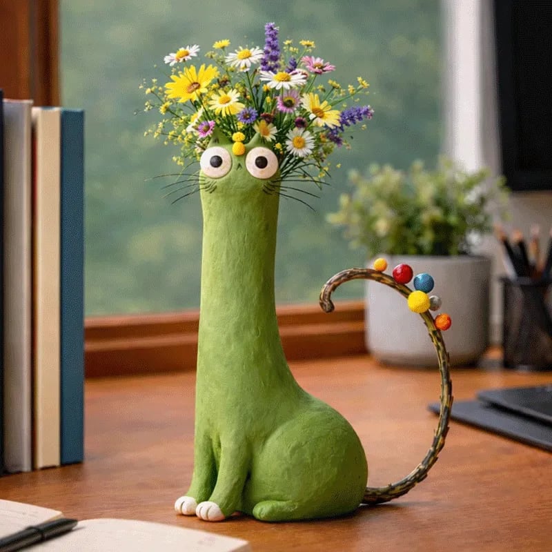 Handcrafted Quirky Cat Vase