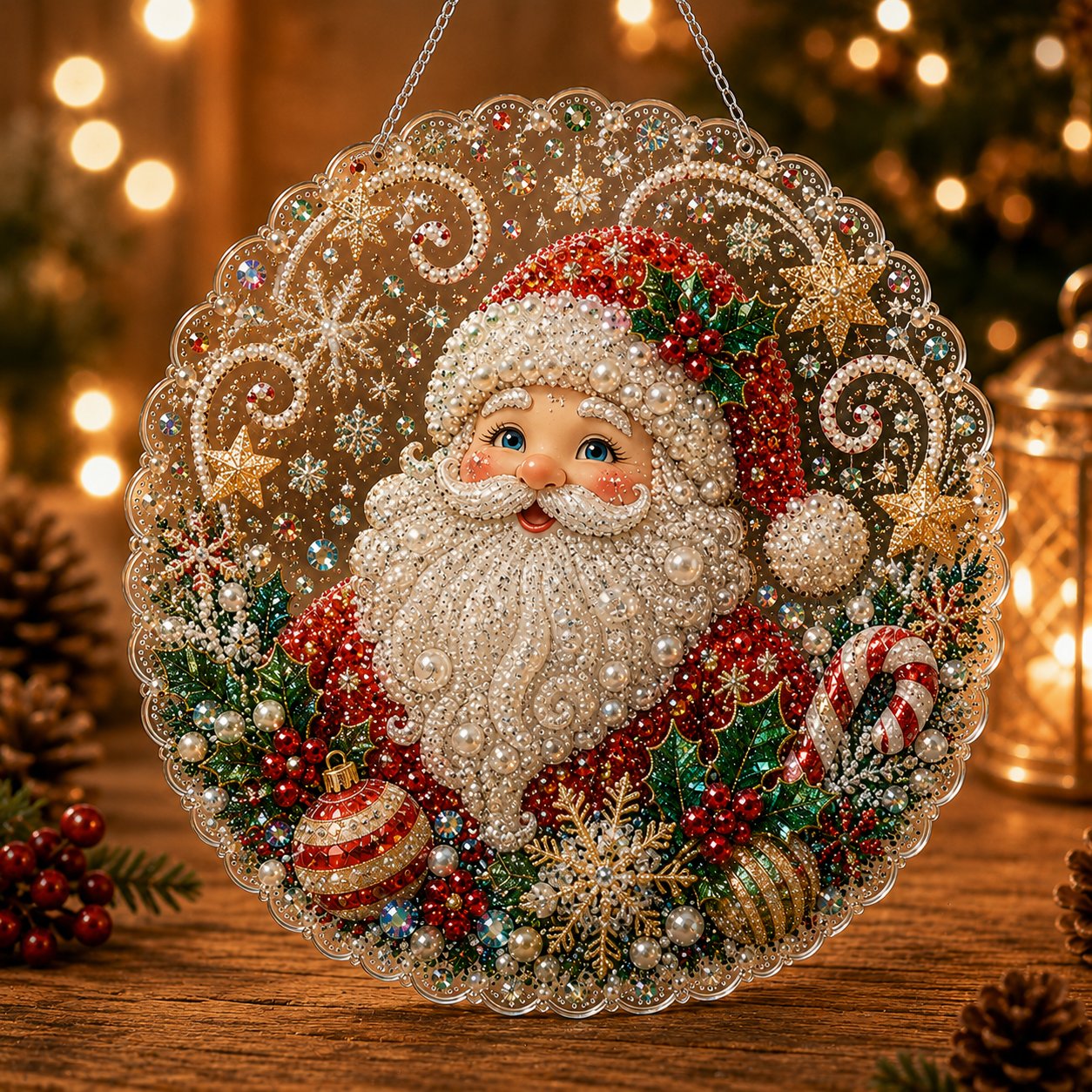 DIY Christmas Pearl Diamond Art Ornament Kit for Holiday Decor