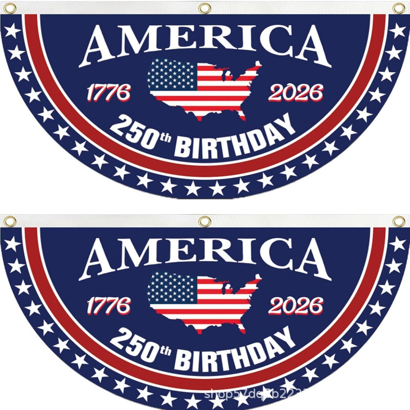 250th Anniversary USA Fan Flag Banner | Polyester Hanging Decor