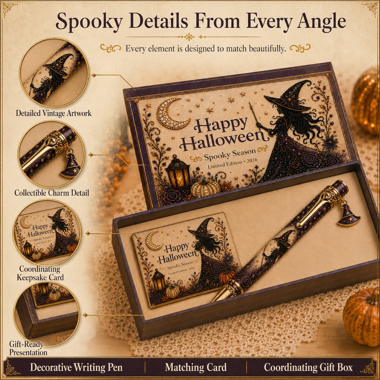 Halloween Pen Gift Set with Matching Card & Box – 3 Styles