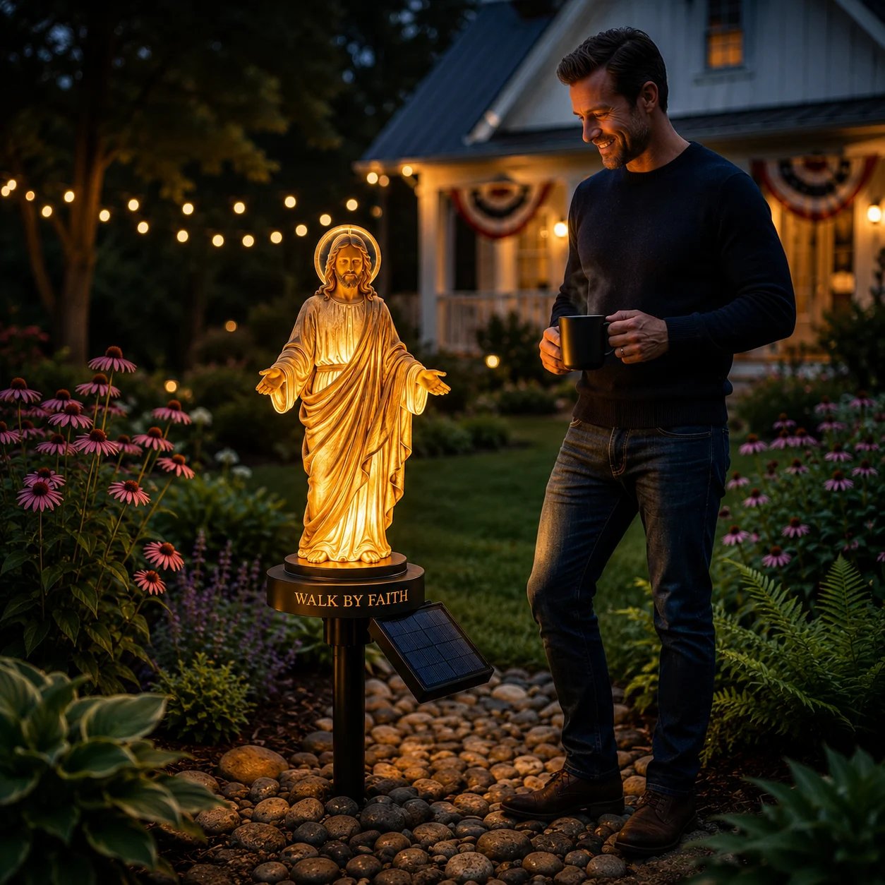 Walk by Faith Solar Jesus Garden Light – Christian Gift