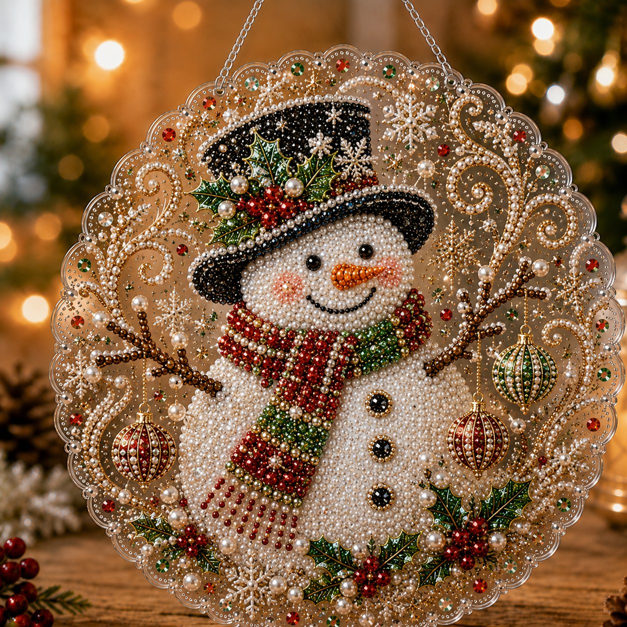 DIY Christmas Pearl Diamond Art Ornament Kit for Holiday Decor