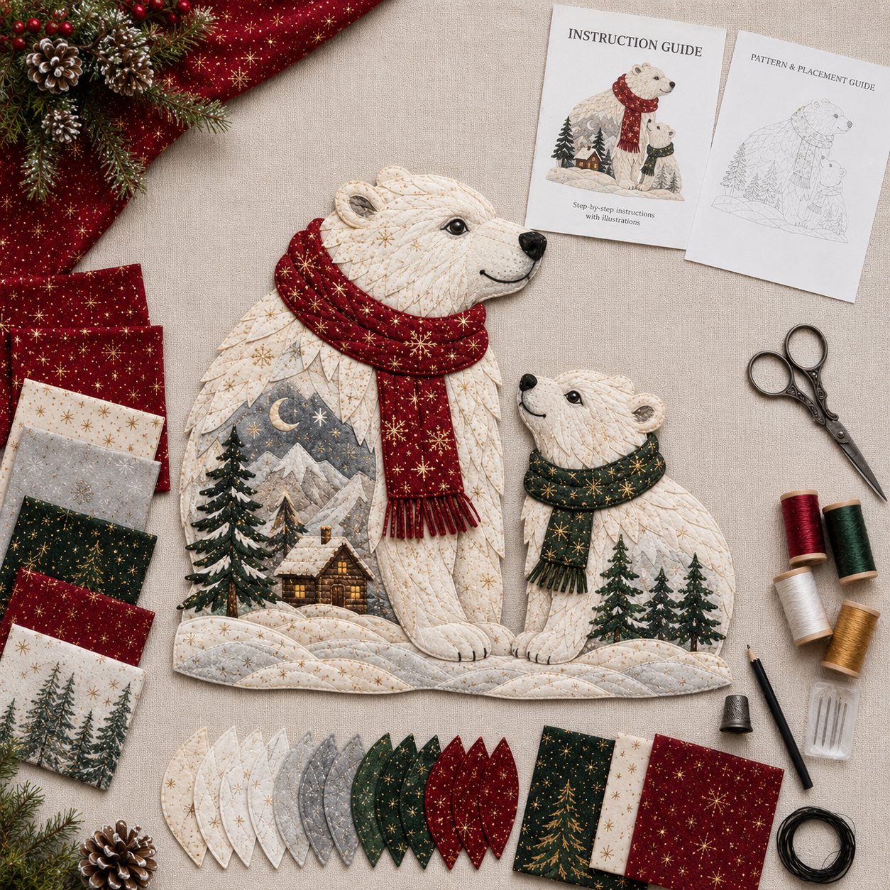 Christmas Woodland Wildlife DIY Layered Fabric Patchwork Kit