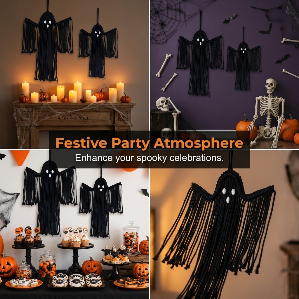 Handcrafted Woven Halloween Ghost Wall Decor, Boho Fall Gift
