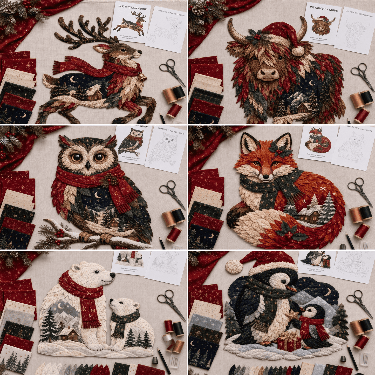 Christmas Woodland Wildlife DIY Layered Fabric Patchwork Kit