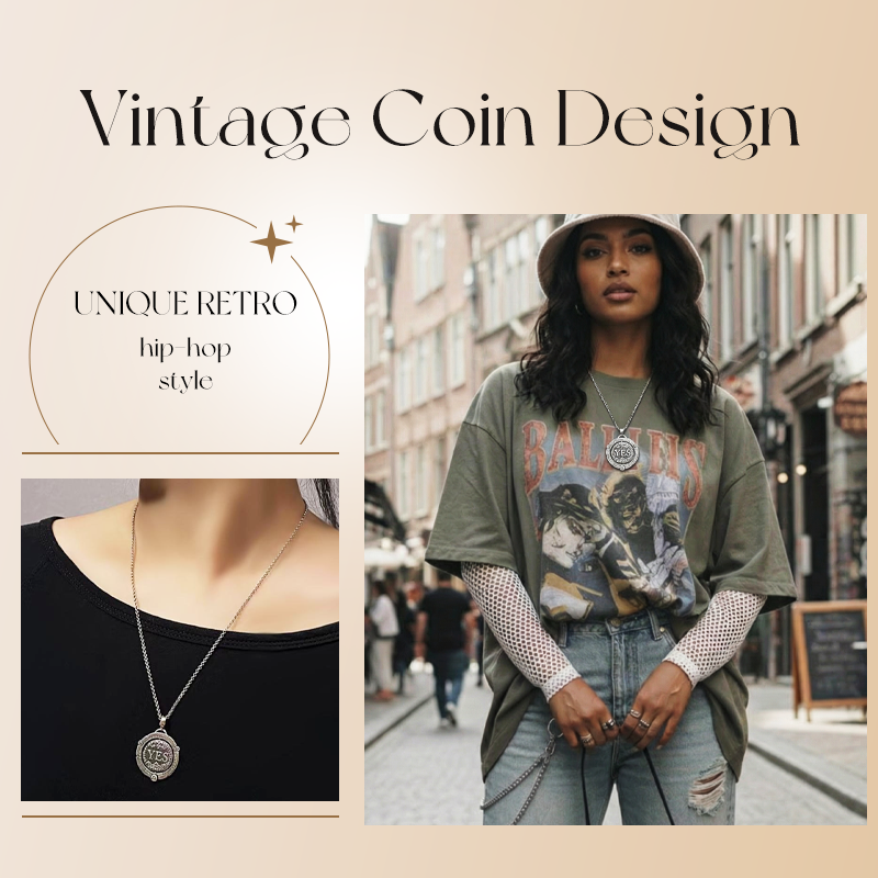 📢📢50% OFF !!!⏰Unisex Retro Spinning Decision Coin Necklace
