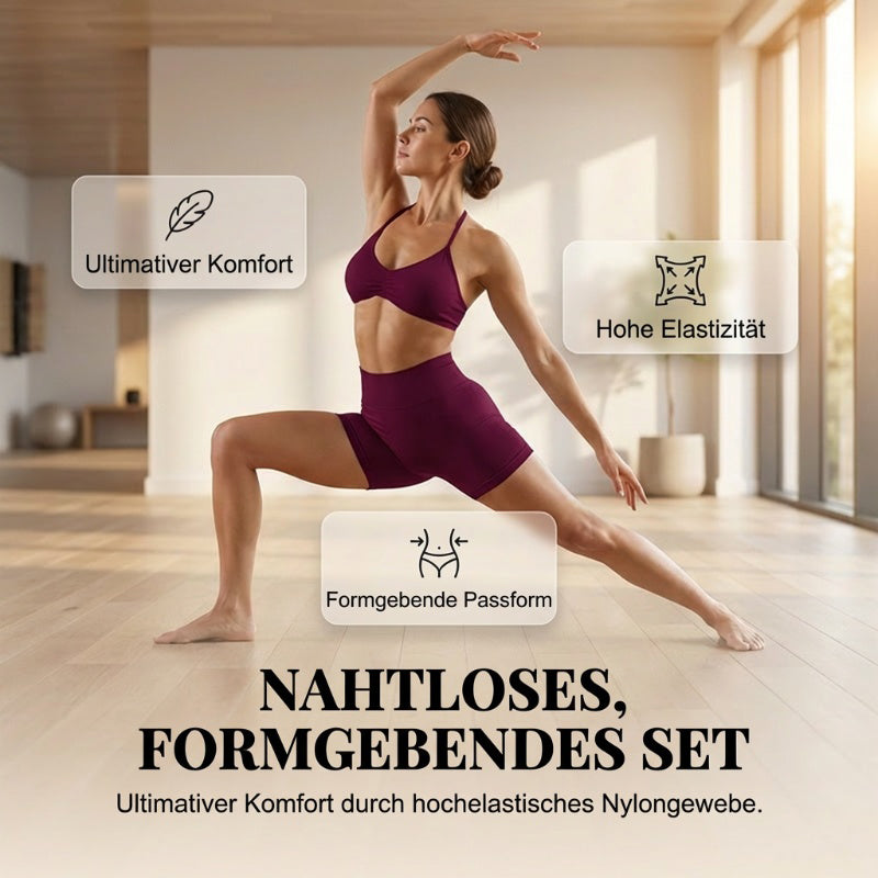 🌞Spring Awakening: 50% off!💜Women’s Seamless Yoga Set – Halter-neck Top & High-waisted Shorts, Shaping & Highly Stretchy for Fitness & Yoga