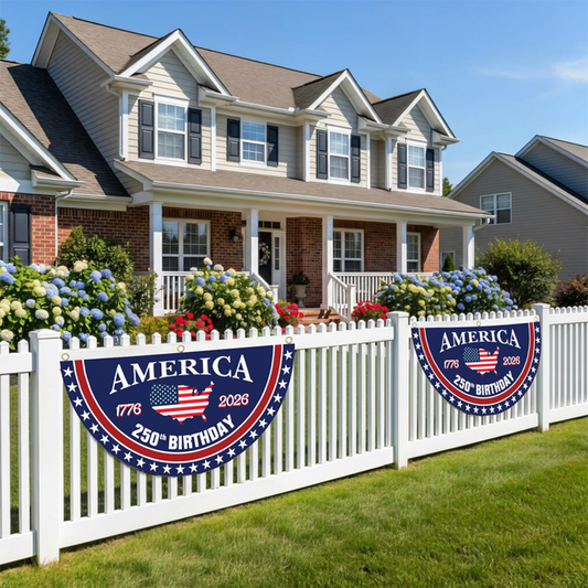 250th Anniversary USA Fan Flag Banner | Polyester Hanging Decor